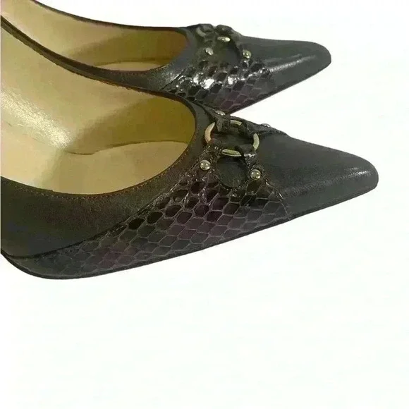 Jimmy Choo Watson Women’s Gray Leather Purple Snakeskin Pumps Size EUR 37/US 7 - Picture 7 of 12